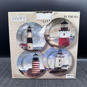 Sakura David Carter Brown Collection 8" Set Of 4 Lighthouse Salad Plates Dessert